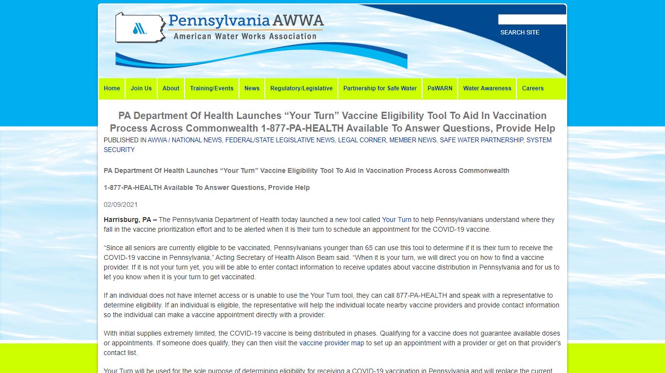 PA Department Of Health Launches “Your Turn” Vaccine Eligibility Tool ...