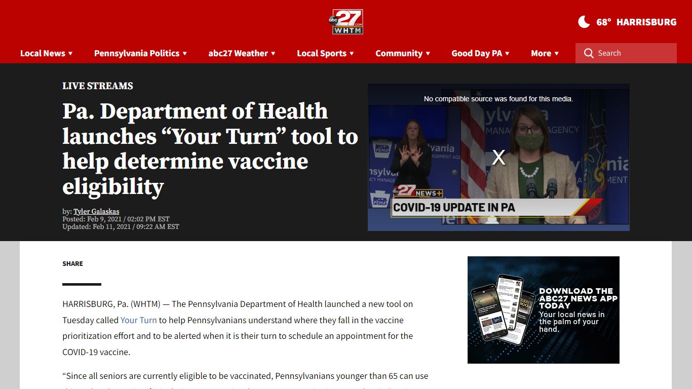 Pa. Department of Health launches “Your Turn” tool to help ... - ABC27